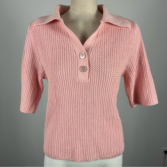 💕 Joe fresh Pink Knit Collared Sweater S - Picture 1 of 10